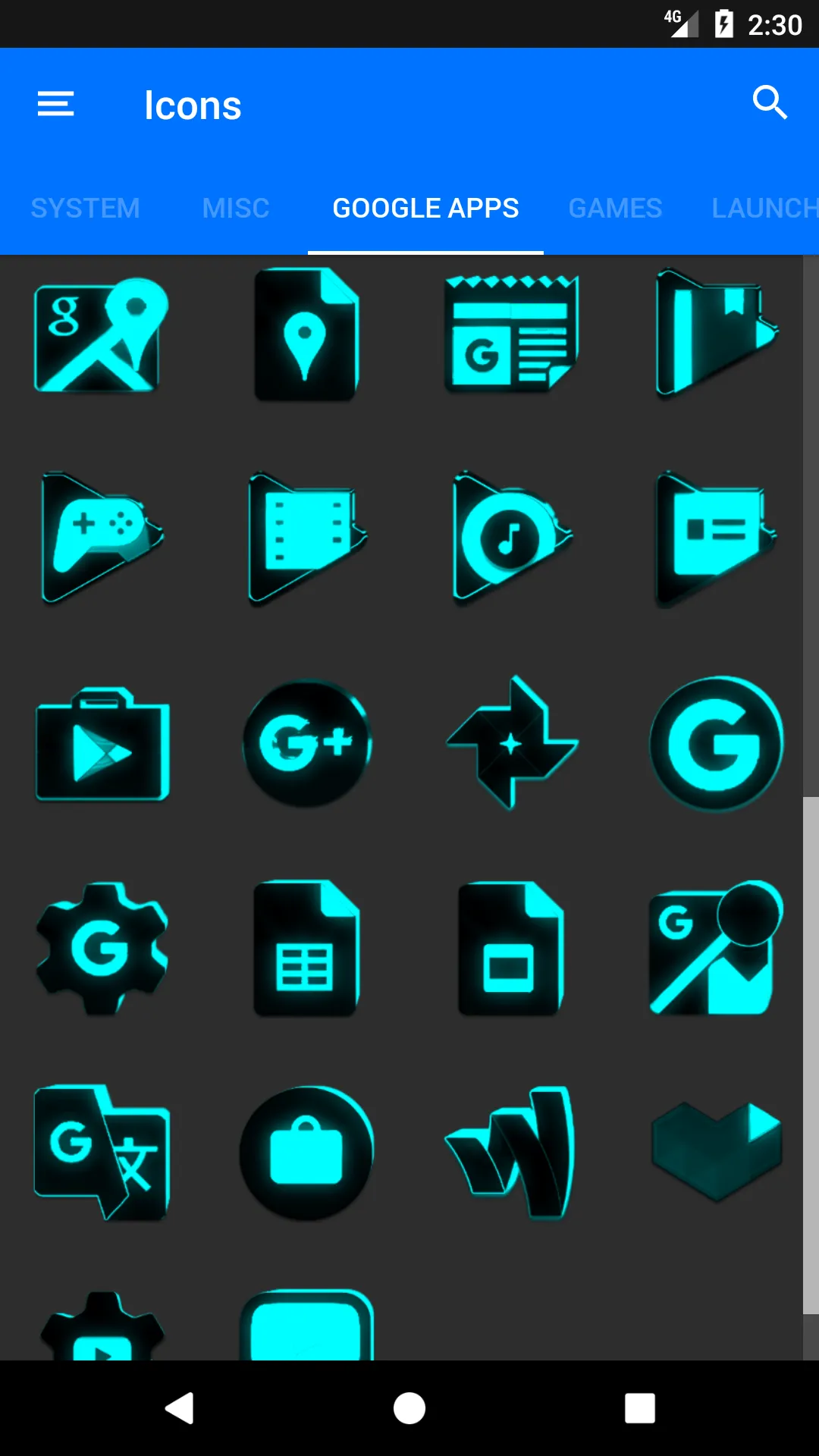 Flat Black and Cyan Icon Pack | Indus Appstore | Screenshot