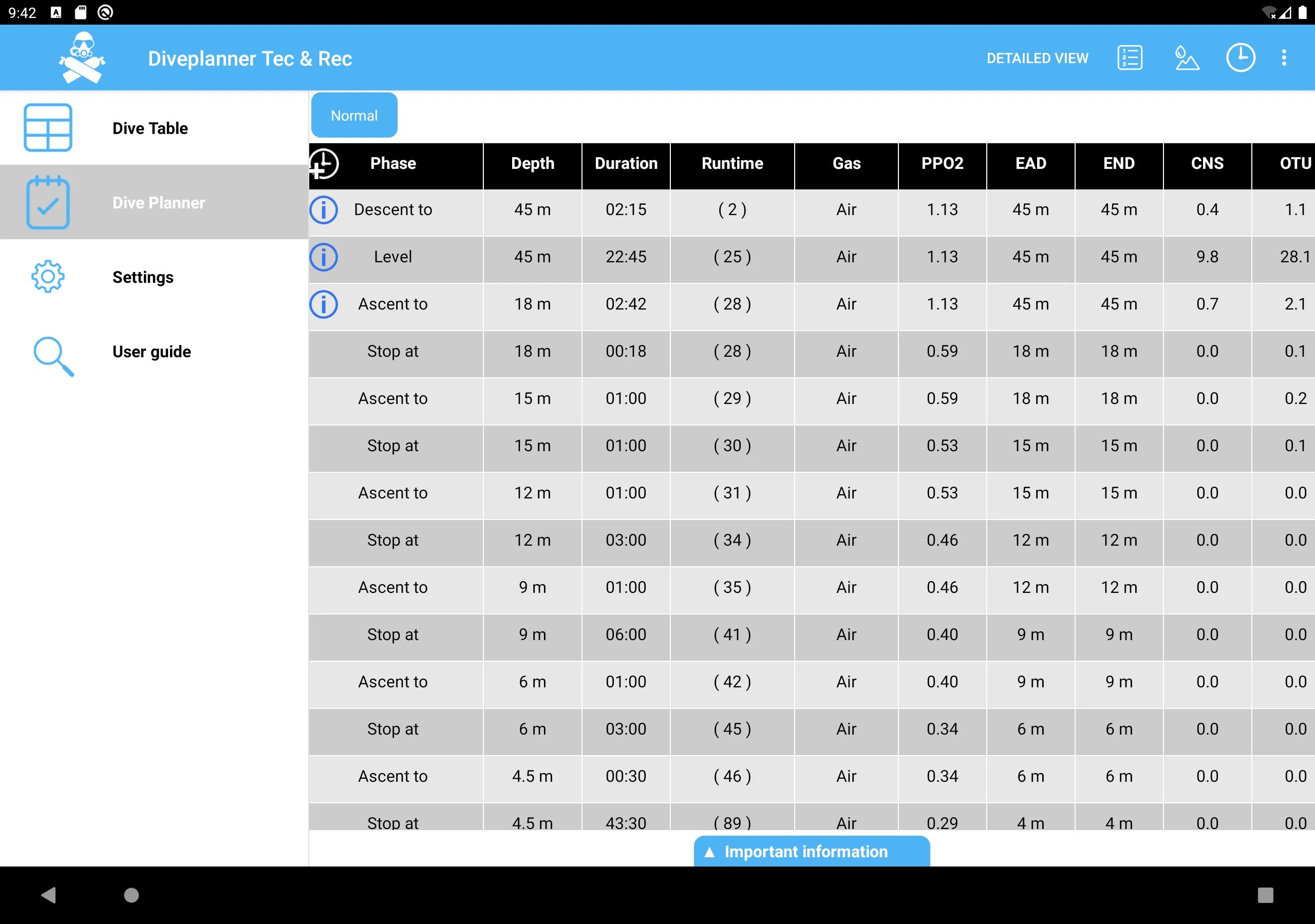 Diveplanner Tec & Rec | Indus Appstore | Screenshot