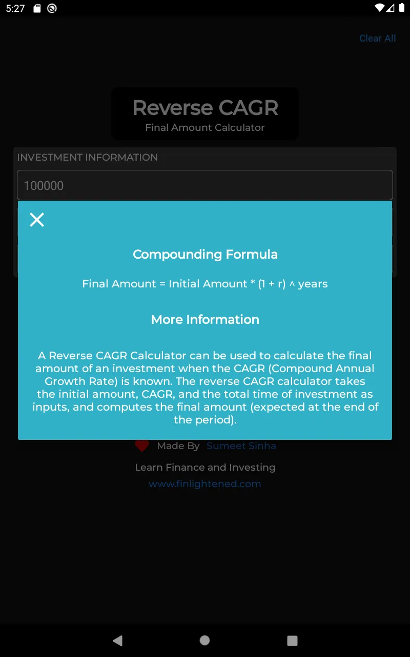 Reverse CAGR Calculator | Indus Appstore | Screenshot