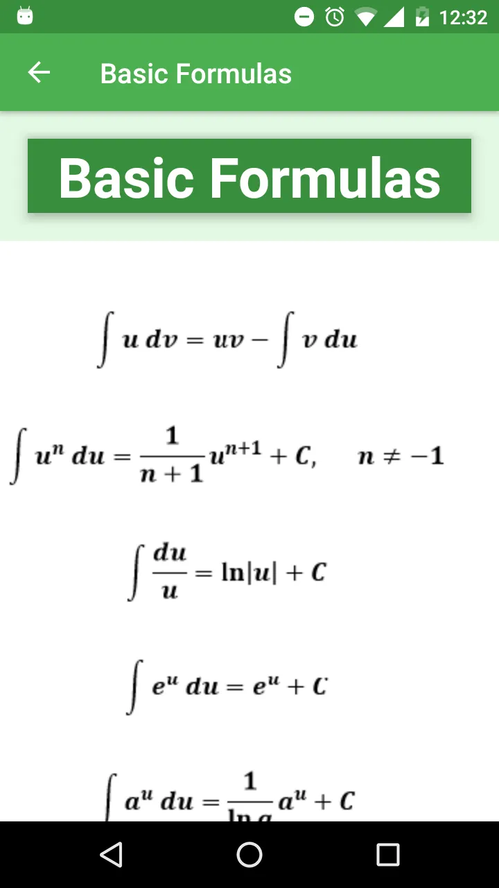 Derivative - Integral Formulas | Indus Appstore | Screenshot