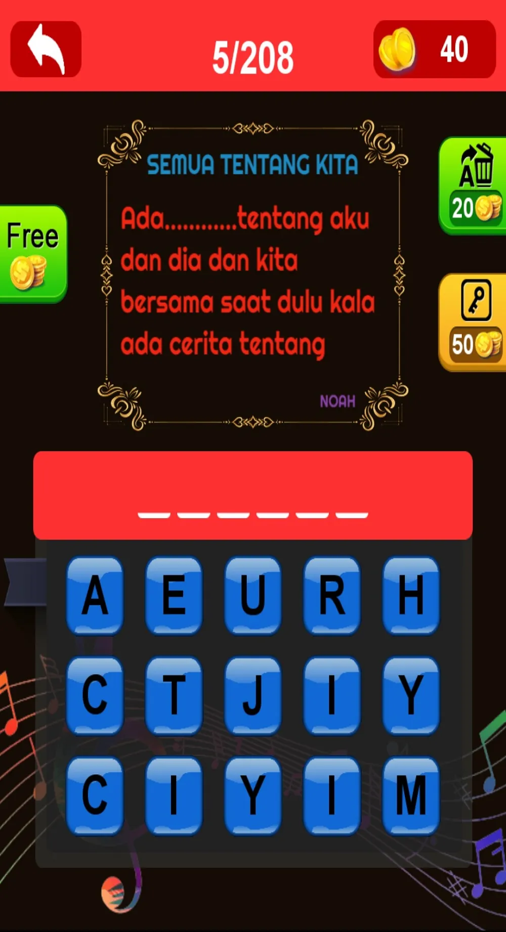 Song Lyrics Quiz | Indus Appstore | Screenshot