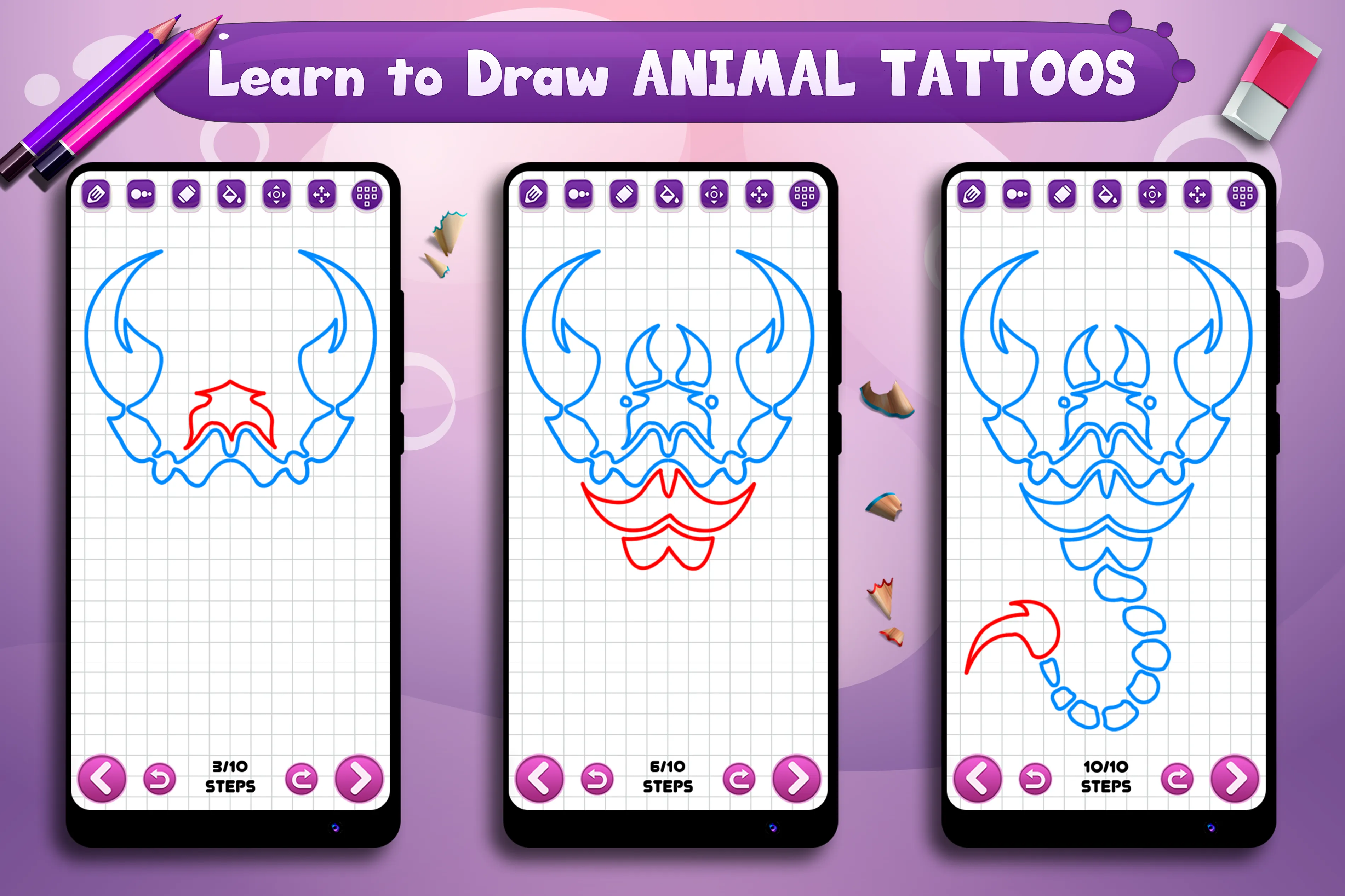 Learn to Draw Animal Tattoos | Indus Appstore | Screenshot