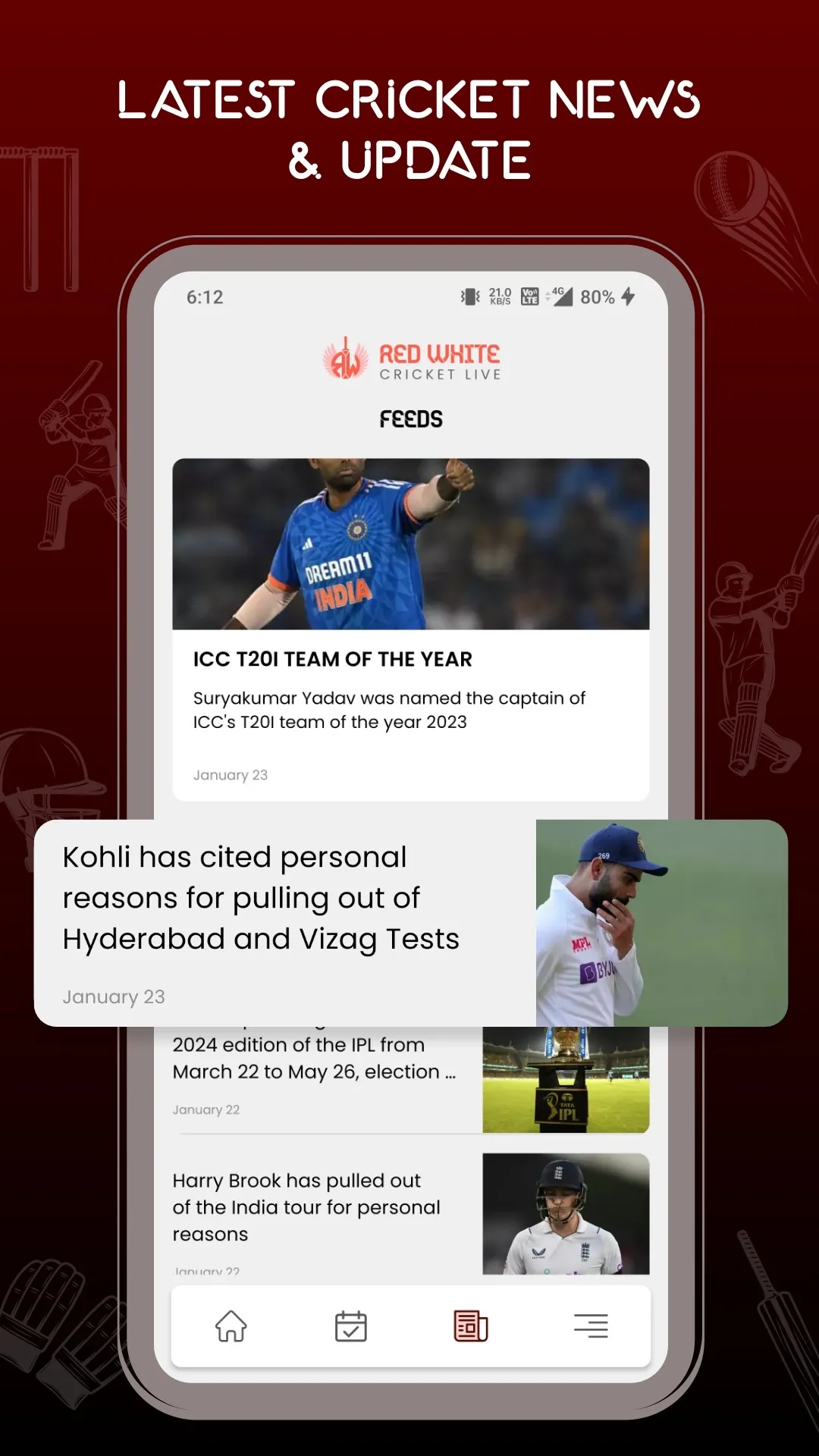 Red White Cricket Live Line | Indus Appstore | Screenshot