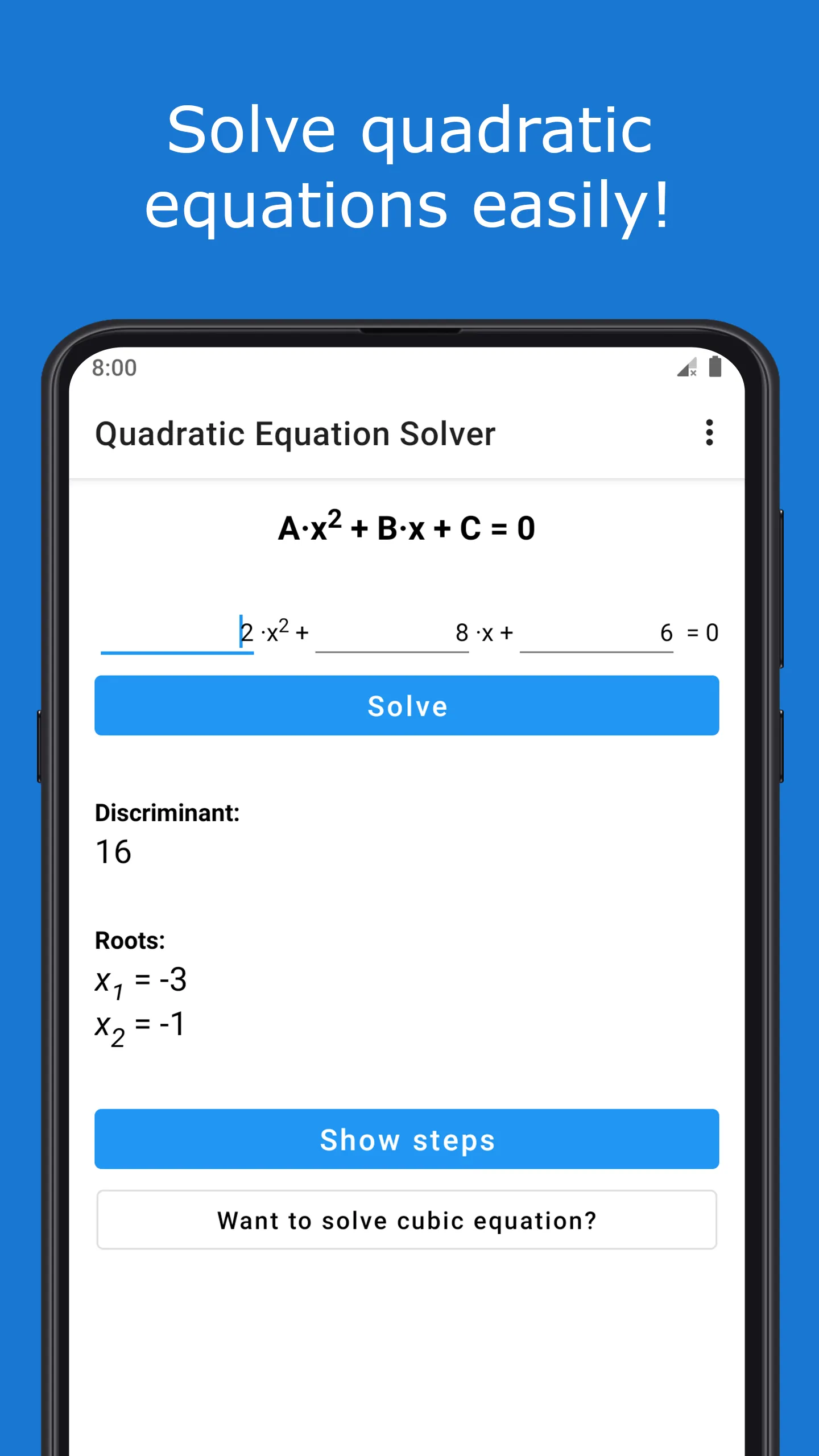 Quadratic Equation Solver | Indus Appstore | Screenshot