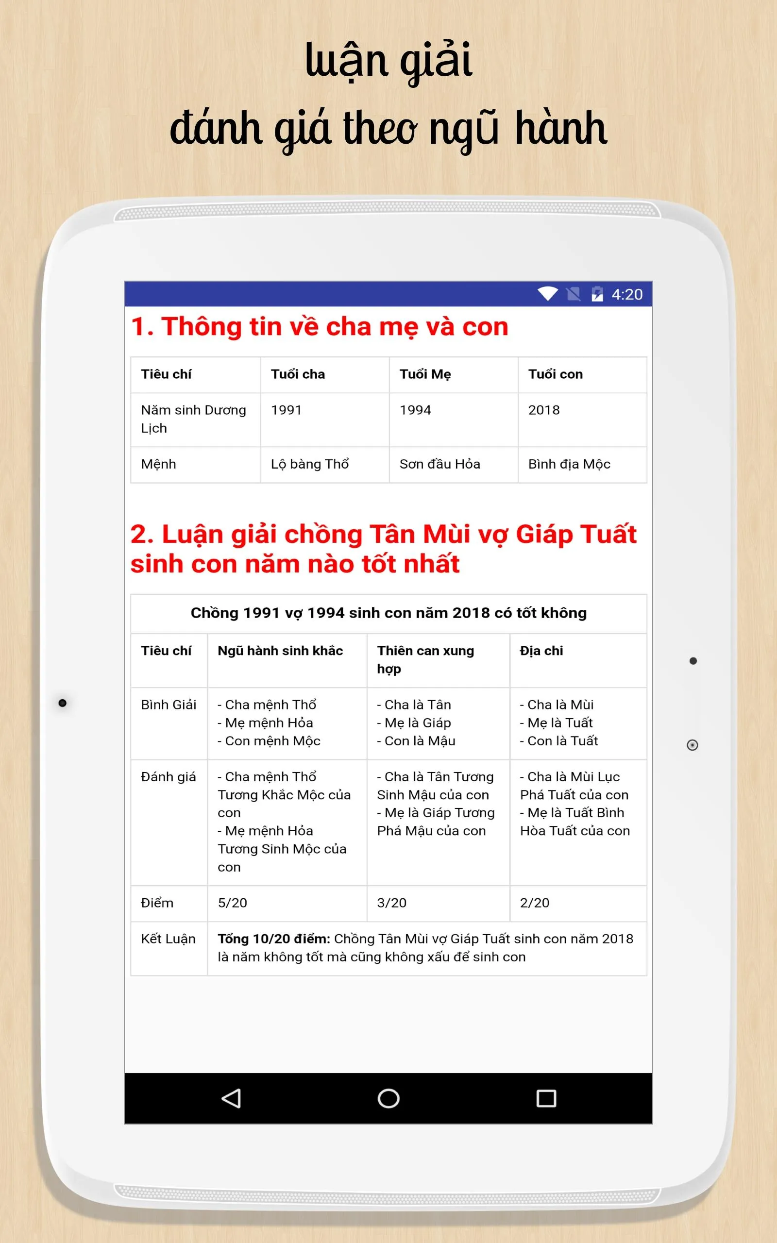 Xem tuổi sinh con hợp bố mẹ | Indus Appstore | Screenshot