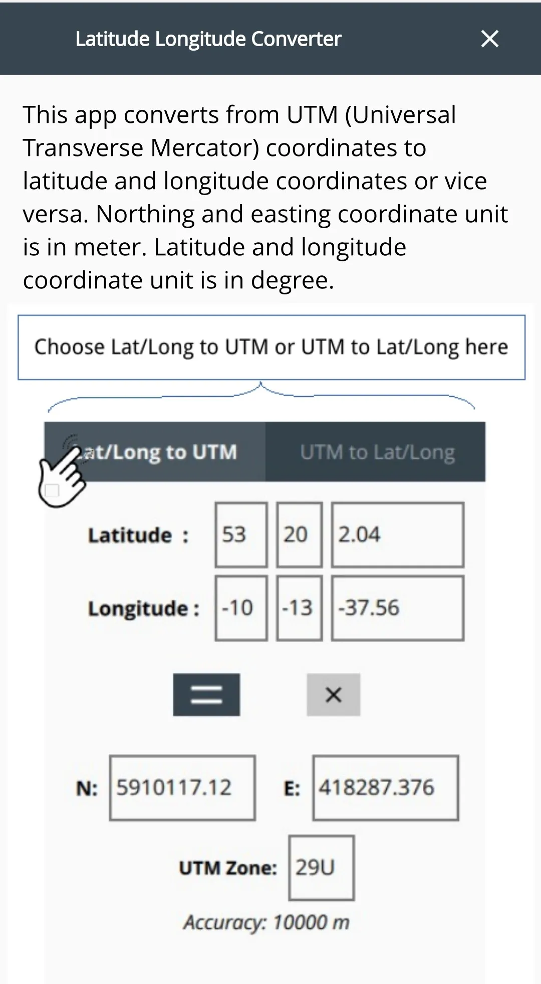 Lat/Long & UTM | Indus Appstore | Screenshot