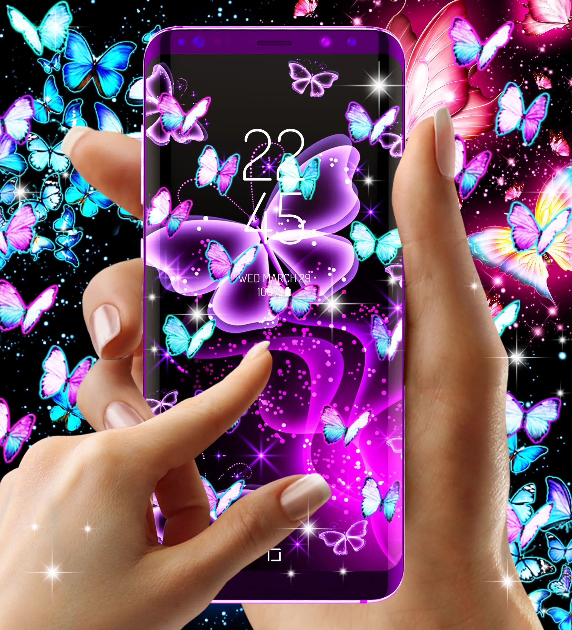 Neon butterfly glow wallpapers | Indus Appstore | Screenshot