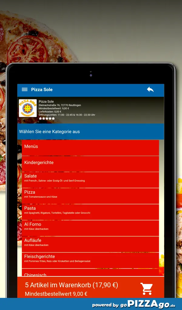 Pizza Sole Reutlingen | Indus Appstore | Screenshot