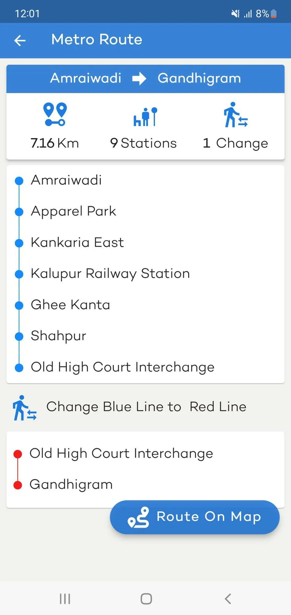 Ahmedabad Metro Route Fare Map | Indus Appstore | Screenshot