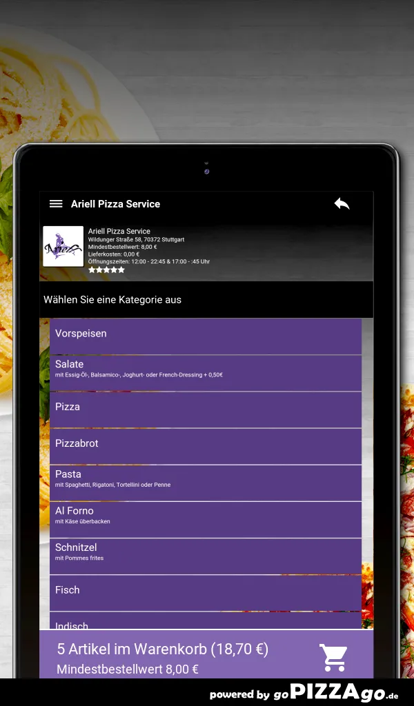 Ariell Pizza Service Stuttgart | Indus Appstore | Screenshot