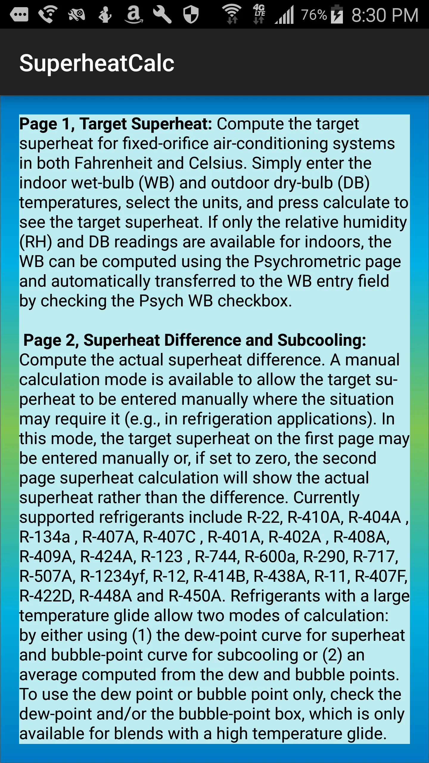 HVAC Superheat Calculator | Indus Appstore | Screenshot