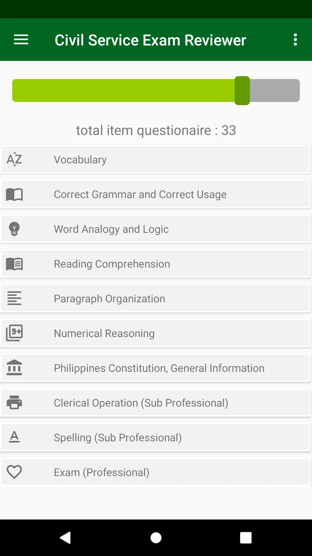 CIVIL SERVICE EXAM REVIEWER | Indus Appstore | Screenshot