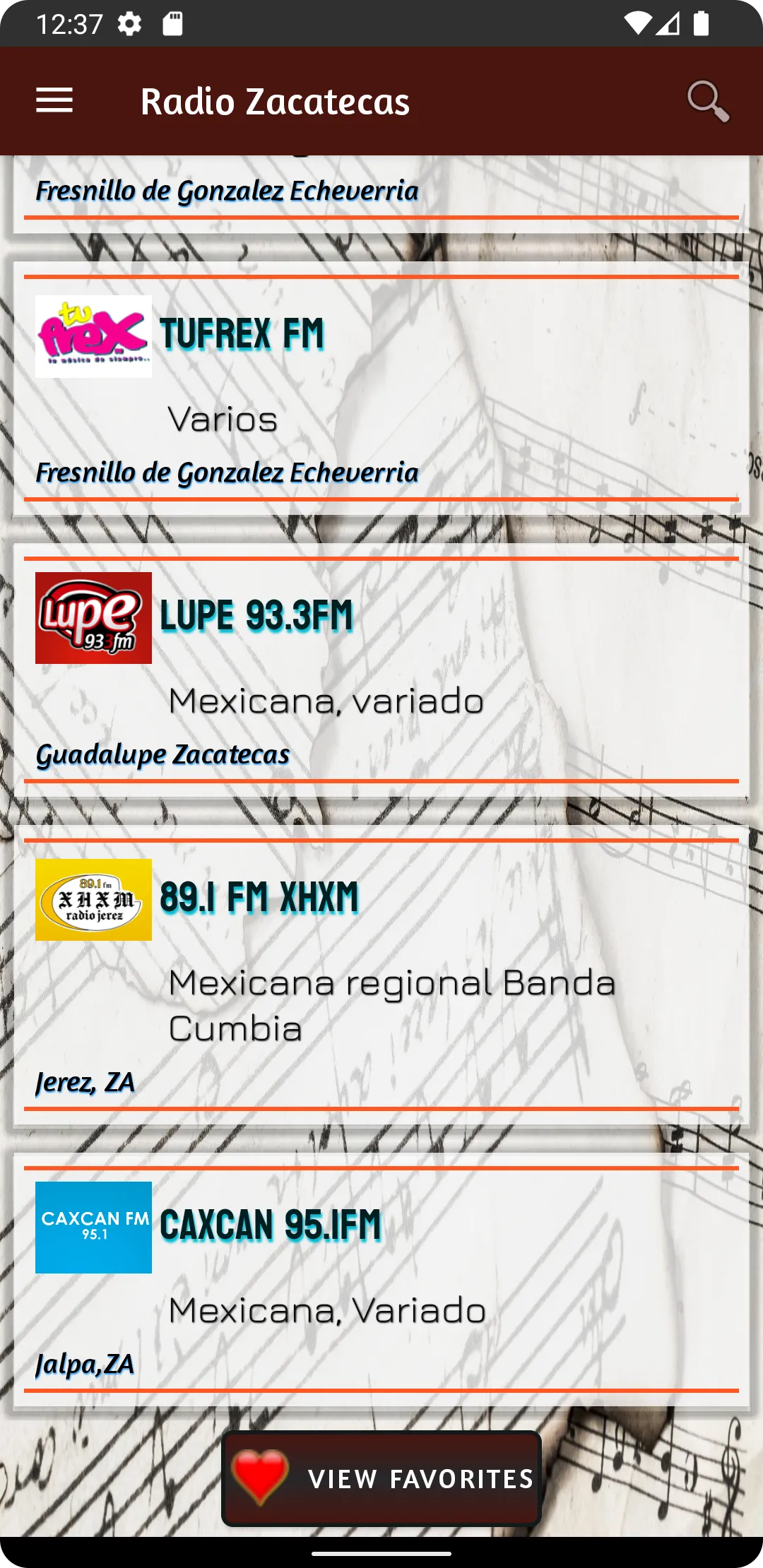 Radio Zacatecas Regional Music | Indus Appstore | Screenshot