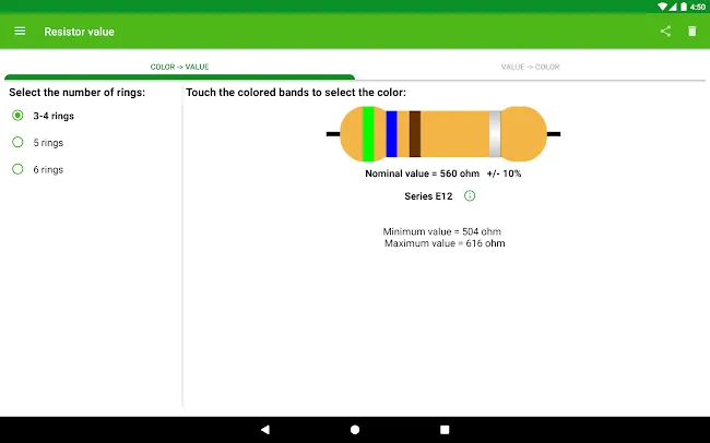 Resistor calculation | Indus Appstore | Screenshot