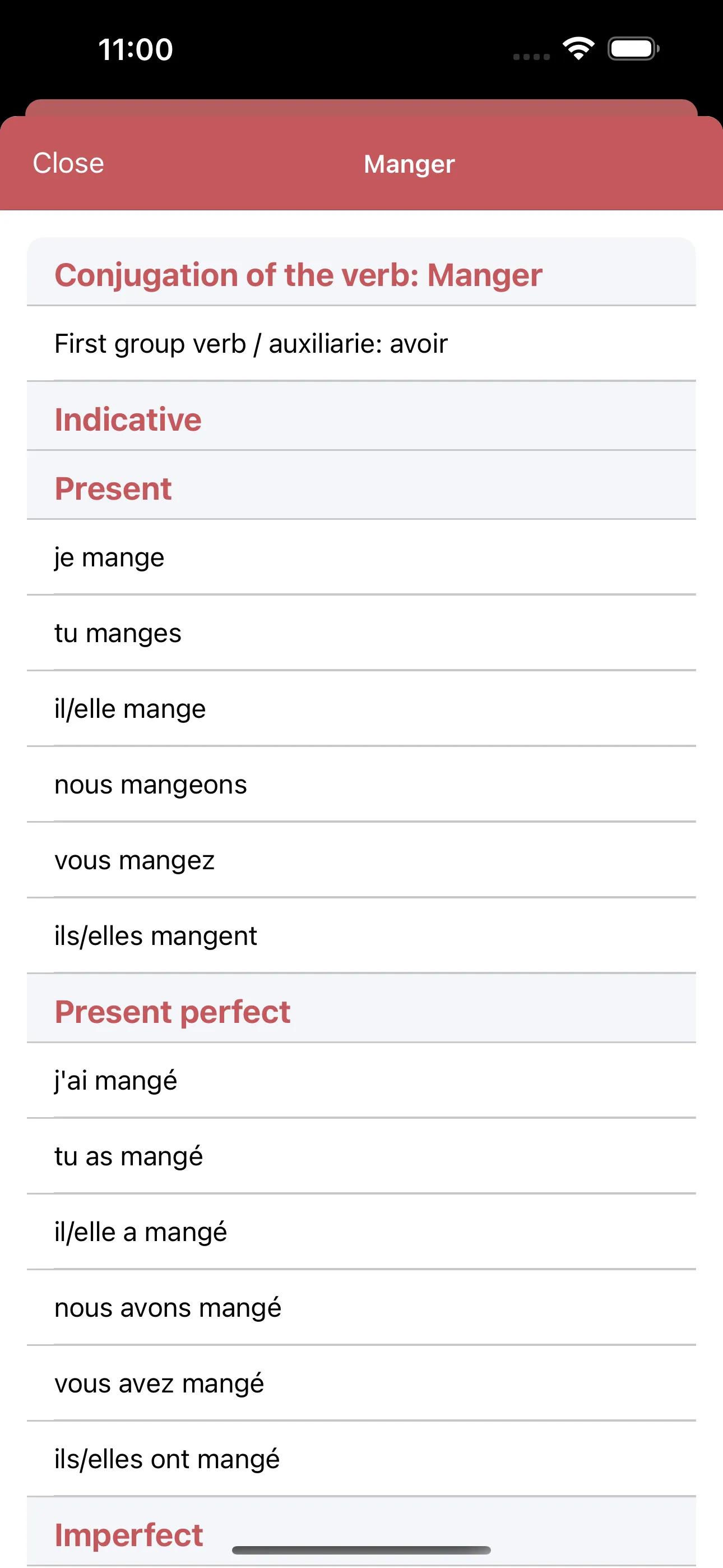 Conjugate French verbs | Indus Appstore | Screenshot