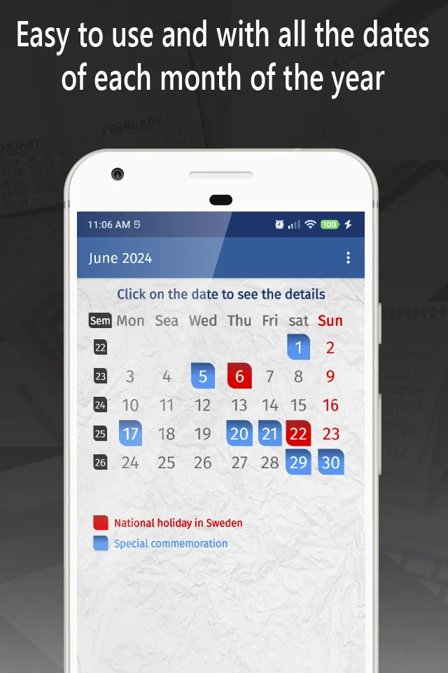 sweden calendar 2024 | Indus Appstore | Screenshot