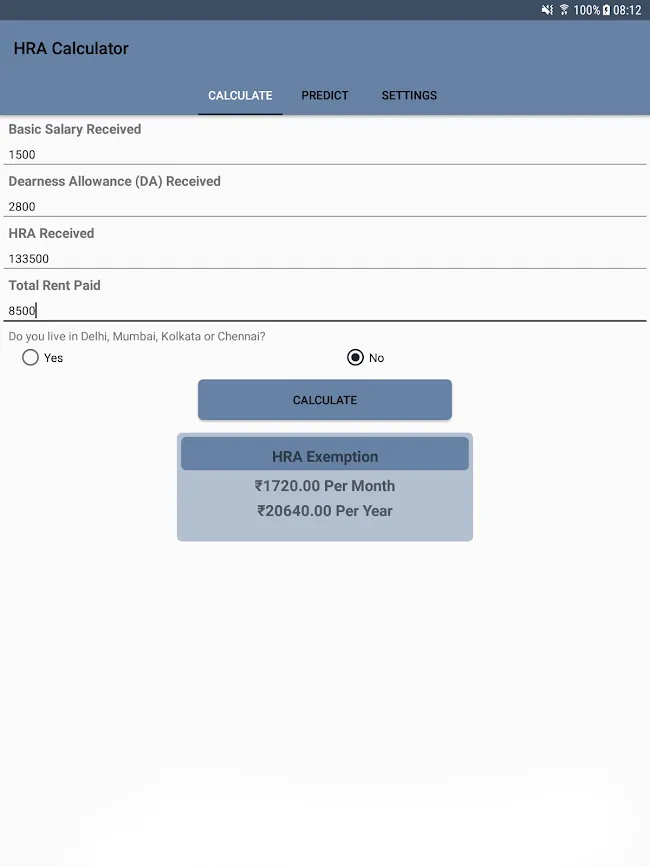 HRA Calculator and Predictor | Indus Appstore | Screenshot