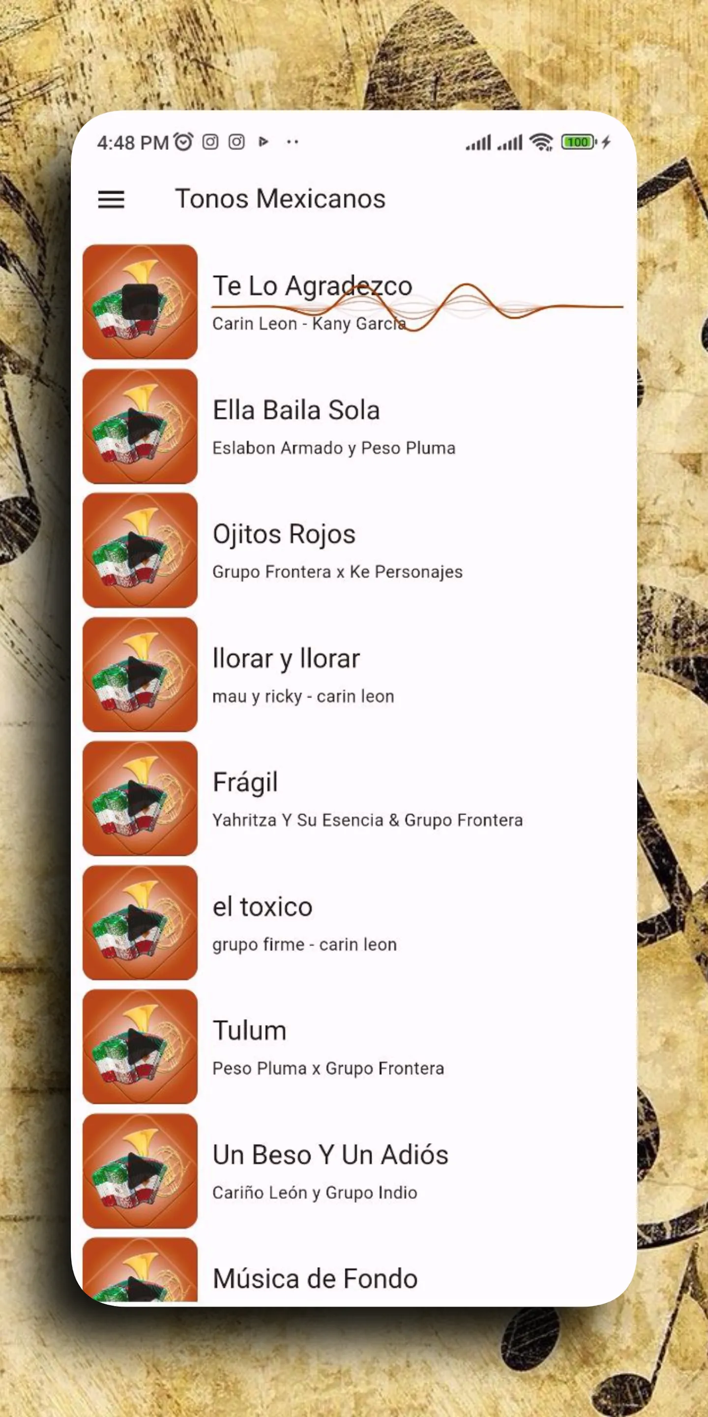 Mexican Ringtones Corrido | Indus Appstore | Screenshot